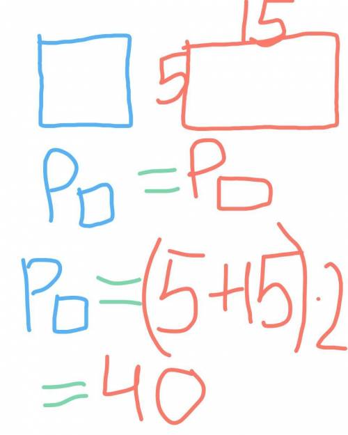 Найди площадь квадрата периметр которого равен периметру прямоугольника со сторонами 15 см и 5 см​