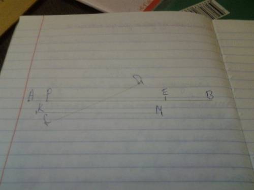 Начертить прямую ab и отрезки cd, km и pe так чтобы отрезок cd пересакал прямую ab, отрезок km не пе