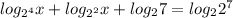 log_{2^4} x+log_{2^2} x+log_2 7=log_2 2^7