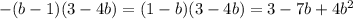 -(b-1)(3-4b)=(1-b)(3-4b)=3-7b+4b^2