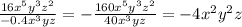 \frac{16x^5y^3z^2}{-0.4x^3yz}= -\frac{160x^5y^3z^2}{40x^3yz}=-4x^2y^2z