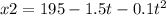 x2=195-1.5t-0.1t ^{2}