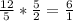 \frac{12}{5} * \frac{5}{2} = \frac{6}{1}