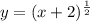 y=(x+2)^{ \frac{1}{2} }