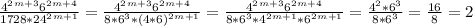 \frac{4 ^{2} ^{m+3} 6 ^{2} ^{m+4} }{1728 *24 ^{2} ^{m+1}}=\frac{4 ^{2} ^{m+3} 6 ^{2} ^{m+4} }{8*6^3 *(4*6) ^{2} ^{m+1}}=\frac{4 ^{2} ^{m+3} 6 ^{2} ^{m+4} }{8*6^3 *4^{2} ^{m+1}*6 ^{2} ^{m+1}}=\frac{4^2*6^3}{8*6^3}=\frac{16}{8}=2