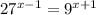 27^{x-1}= 9^{x+1}