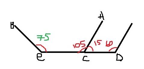 Найдите величину угла bec,если величина угла acd равна 15 градусов,а величина угла cdb равна 60 град