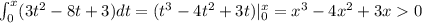 \int_0^{x}(3t^2-8t+3)dt=(t^3-4t^2+3t)|_0^{x}=x^3-4x^2+3x0