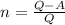 n = \frac{Q-A}{Q}