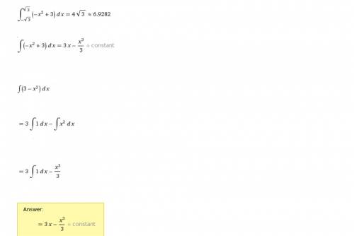 Найдите площадь криволинейной трапеции, ограниченной линиями y= -x2+3 и y=0