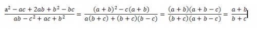 Сократите дробь cрочно: а^2-ac+2ab+b^2-bc\ab-c^2+ac+b^2