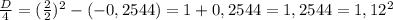 \frac{D}{4}=(\frac{2}{2})^2-(-0,2544)=1+0,2544=1,2544=1,12^2