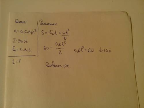 За какое время автомобиль двигался. из состояния покоя с ускорением 0.6 м/с (в квадрате), пройдёт пу