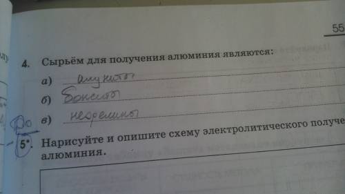 Тут мало всего 3 хоть что то 1-сырьем для получения алюминия являеться а) б) в) 2-нарисуйте и опишит