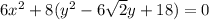 6x^2+8(y^2-6\sqrt{2}y+18)=0