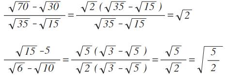 А)корень из (70)-корень из (30) числитель! делить на корень из (35)-корень из (15) б)корень из (15)-
