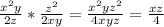 \frac{x^2y}{2z}* \frac{z^2}{2xy}= \frac{x^2yz^2}{4xyz}= \frac{xz}{4}