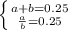 \left \{ {{a+b=0.25} \atop { \frac{a}{b} =0.25}} \right.