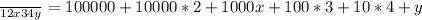 \frac{}{12x34y}=100000+10000*2+1000x+100*3+10*4+y