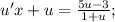 u'x+u= \frac{5 u-3}{1+ u};