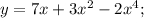 y=7x+3x^2-2x^4;