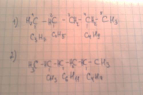 Составить формулы 1) 1 пропил - 2 этил - 4 бутил - пентан 2) 2 метил - 3 гексила - 5 бутил - гексан