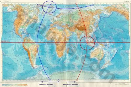 Сделайте : точку пересечения: 1)экватора и 100 градусов восточной долготы; 2)80 градусов северной ши