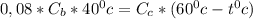 0,08*C_{b}*40^{0}c=C_{c}*(60^{0}c-t^{0}c)