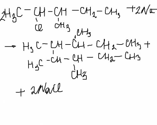 Составить уравнение получения углеводорода из хлорэтана; 2-хлорпропана; 2-хлор-3-метилпентана