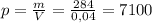 p= \frac{m}{V} = \frac{284}{0,04} = 7100