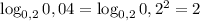 \log_{0,2}0,04=\log_{0,2}0,2^2=2