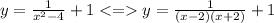 y= \frac{1}{x^2-4}+1 y= \frac{1}{(x-2)(x+2)}+1