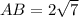 AB=2 \sqrt{7}