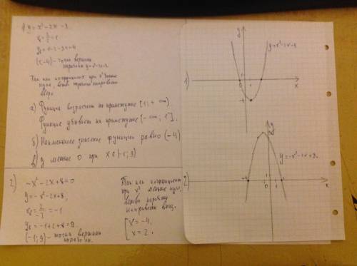 Кому не сложно начертите если не сложно 1) постройте график функции у = х в квадрате - 2х - 3 с граф