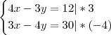 4х-3у=12 3х-4у=30 решить методом сложения