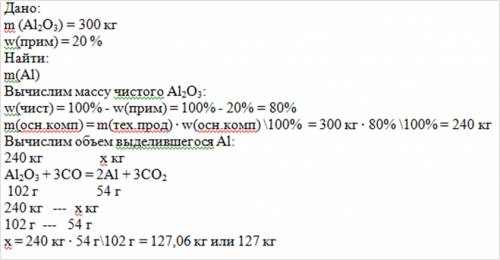 Сколько килограммов алюминия можно получить из 300 кг оксида алюминия если он содержит 20 процентов