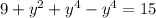 9+y^{2}+ y^{4} - y^{4} =15