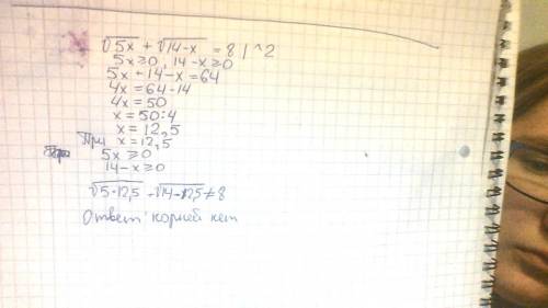 Решить: корень квадратный из 5x + корень кв. из 14-х = 8