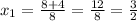 x_1=\frac{8+4}8=\frac{12}8=\frac{3}2