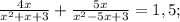 \frac{4x}{x^2+x+3}+ \frac{5x}{x^2-5x+3}=1,5;