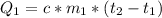 Q_{1}=c*m_{1}*(t_{2}-t_{1})