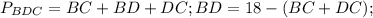 P_{BDC}=BC+BD+DC;BD=18-(BC+DC);