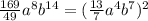 \frac{169}{49} a^{8} b^{14} =( \frac{13}{7}a^{4} b^{7} )^{2}