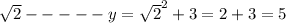 \sqrt{2} -----y= \sqrt{2}^2+3=2+3=5