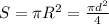 S= \pi R^2= \frac{ \pi d^2}{4}