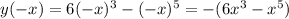 y(-x)=6(-x)^3-(-x)^5 = -(6x^3-x^5)