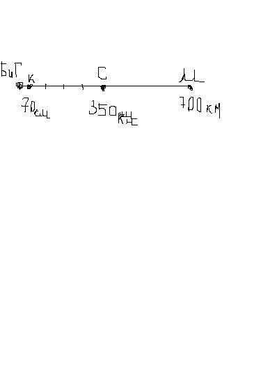 Решить 3кл. город м находится на расстоянии 700 км от дома бублика и гвоздика. город с и к расположе