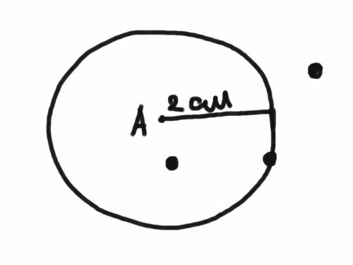 Начертите круг с центром а и радиусомначертите круг с центром а и радиусом 2 см.отметьте две точки: