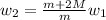 w_{2}= \frac{m+2M}{m} w_{1}