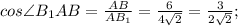 cos\angle B_1AB= \frac{AB}{AB_1}= \frac{6}{4 \sqrt{2}}= \frac{3}{2 \sqrt{2}};